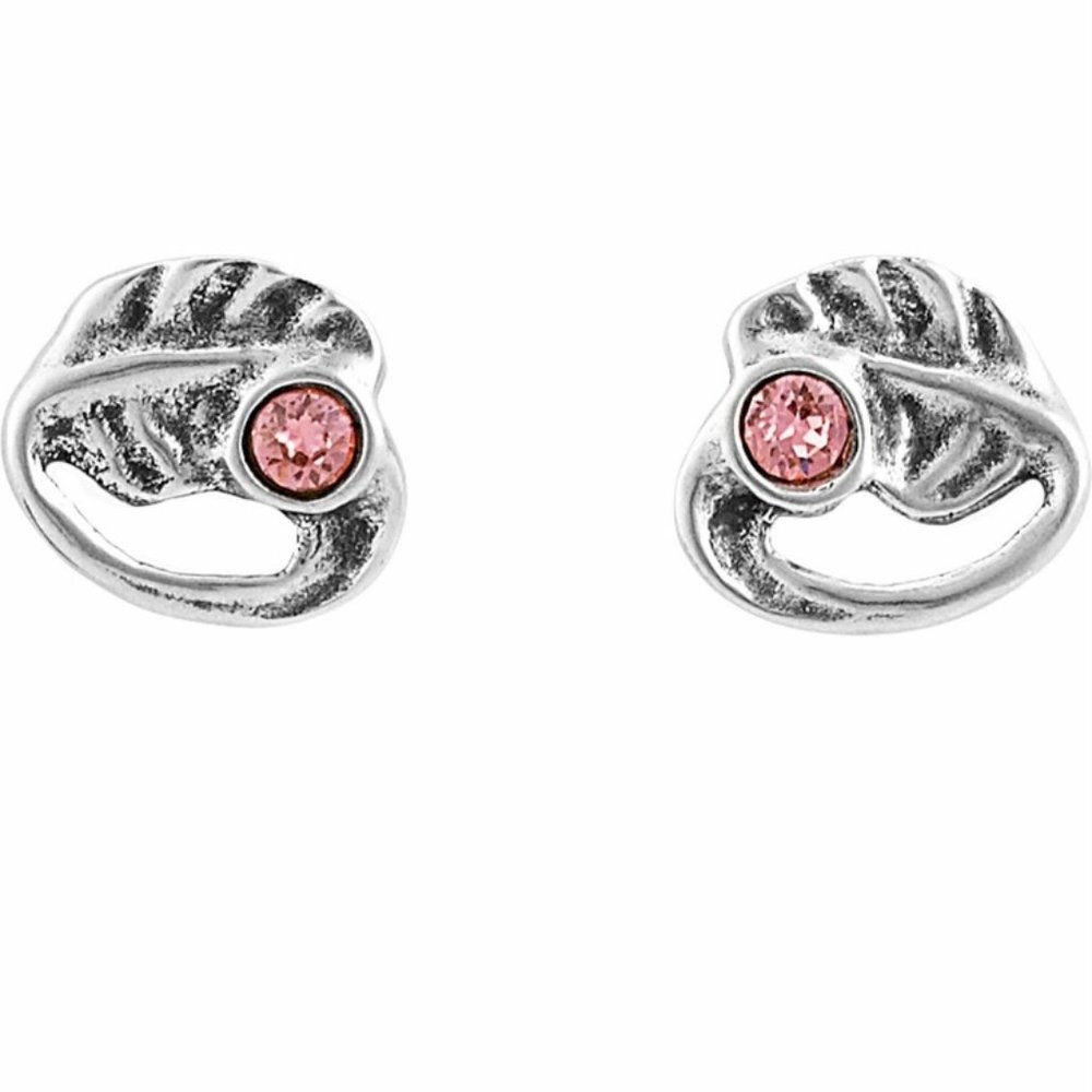 UNO DE 50 HOJAS Silver Crystal Leaf Stud Earrings